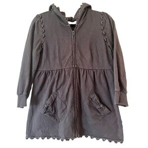 Anthropologie| Lilka gray zip up hoodie with bow pockets size M